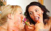 Mom Loves Mom Klaudie 374024 Handsome Wives Klaudie And Majda, Tease Each Other While Being Covered In Sauce
