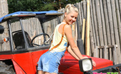 Pinky June Naughty Pinky June Rides A Real Tractor!
