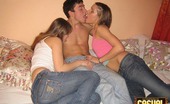 Casual Teen Sex Hot Threesome Fucking 379765 This Handsome Fellow Has Always Dreamed About Having Threesome With Two Cute Beauties And Today His Wish Become Reality. His Girlfriend And Other Girl Decided To Give Him Unforgettable Present For His Birthday. Just Take A Look At Gals Caressing Each Othe