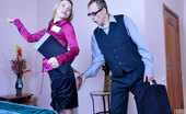 Secretary Pantyhose Connie & Morris 395718 Tasty Secretary In Dark Blue Pantyhose Getting Laid By Her Nerdy Co-Worker
