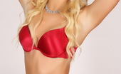 I Luv Ashlie 414813 Blonde Stunner Ashlie Looks Classy And Stunning In Her Red Satin Bra And Panties With Diamond Jewelry
