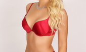 I Luv Ashlie 414813 Blonde Stunner Ashlie Looks Classy And Stunning In Her Red Satin Bra And Panties With Diamond Jewelry
