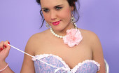 Pin-Up Wow 417987 Hot Brunette Marisa Makes Strip In Black Stockings And Satin French Knickers.
