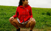 Pee Hunters 418573 Girlie Feeling Cold Takes A Quick Leak On A Field
