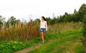 Pee Hunters 418621 Cute Brunette Babe Pisses Up A Storm In The Field
