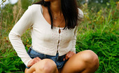 Pee Hunters 418621 Cute Brunette Babe Pisses Up A Storm In The Field
