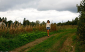 Pee Hunters 418621 Cute Brunette Babe Pisses Up A Storm In The Field
