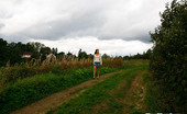 Pee Hunters 418621 Cute Brunette Babe Pisses Up A Storm In The Field
