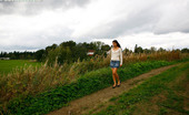 Pee Hunters 418621 Cute Brunette Babe Pisses Up A Storm In The Field
