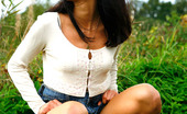 Pee Hunters 418621 Cute Brunette Babe Pisses Up A Storm In The Field
