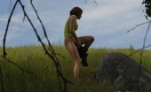 Pee Hunters 418699 Girlie Takes A Leak Sitting On Top Of A Huge Rock
