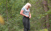 Pee Hunters Shameless Blonde Hoochie Peeing At A Picnic Site
