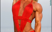 Muscularity Tina Chandler 419303 Olympian Poses I Shot Tina Right After She Competed In The Olympia Competition In Vegas, So She Is In Great Shape, With Every Massive Muscle Popping Right Out Of The Picture. It Was A Cold, Foggy Day In Santa Monica, But Tina Heats It Up In A Sexy Red Out