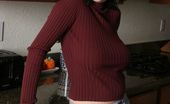 Busty Haley 419501 Sweet Brunette Teen Haley Stripping And Showing Her Big Tits In The Kitchen
