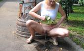 Hot Pissing 419688 Blonde Doing A Pee An Almost Pissed Short Skirt Of A Blondie Who Decided To Pee Outdoors
