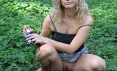 Hot Pissing 419716 Open-Air Pee Stream Blonde Girl In A Mini And A Top Decides To Make A Pee In The Open Air
