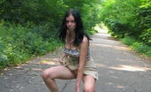 Hot Pissing 419736 Outdoor Pee Puddle Amazing Brunette Squats In The Middle Of The Road And Starts Leaking
