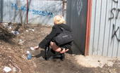 Hot Pissing 419741 Blonde Caught Peeing Spying On A Blondie Getting Squatted And Making A Pee Behind A Garage
