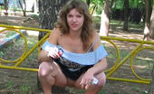 Hot Pissing Peeing In The Yard Pretty Fair-Haired Girl Makes A Piss And Flashes Her Pussy In The Yard
