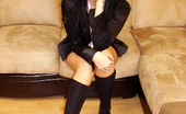 Hottie Hollie Black Silk Goddess 419771 Dressing Up In My Black Silk Schoolgirl Outfit, Posing And Undressing
