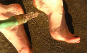 Foot Factory Aimee Sweet 421855 03-16-2013 Aimee'S Soles Are Filthy From The Tire Shop.
