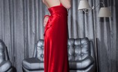 Skokoff 428163 Lyalya Seductive Tramp Teases With A Swath Of Silky Red Cloth
