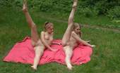 Special Exercises 431996 Coach Trains Two Naked Gymnasts In Forest
