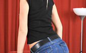 Jeans And Panties 438271 Jeans And Panties Glamourous Blond Opens Her Legs To Reveal Colorful Panties Below Denim Skirt
