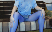 Nylon Passion 442851 Blue Nylon Teen Teen Beauty Wears Blue Pantyhose And Masturbates
