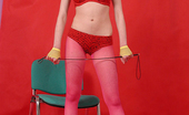 Nylon Passion 442939 Pink Pantyhose Pretty Girl Wears Red Panties On Pink Pantyhose
