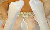 Nylon Passion 443010 Angelic Babe Blonde Slut In White Pantyhose And A Short Skirt
