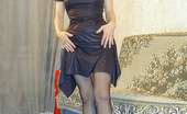 Nylon Passion 443020 Sexy Dress Asian In A Sexy Black Dress And Long Hose
