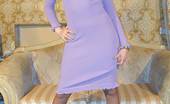 Nylon Passion 443139 Purple Dress Cutie In A Purple Dress And Sexy Pantyhose
