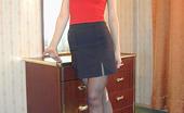Nylon Passion 443174 Girl Admiring Herself Blonde Girl In Black Nylon Pantyhose Admiring Herself
