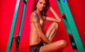 David Nudes 448829 Heather Heather Topless Ladder Having Fun In The Studio Today With A Creative Beauty!...
