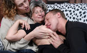 Boys Try Moms Grey-Haired Whore Enjoys Two Boys
