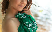 Met Art 463379 Met Art Esixe Another Stunning Outdoor Shoot With The Goddess Divina A, Posing Naked With A Green Sarong As She Frolics By The Riverside. Divina A Peter Guzman Esixe

