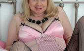 Stocking Aces 471778 Large Chested Blonde In Pink Lingerie Stocking Aces
