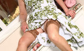 Stocking Aces 471784 Sue In A Flowery Dress And Tanned Stockings Stocking Aces
