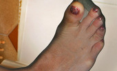 Nylon Feet Line 481771 Hannah Curly Babe In Red Slip Hungrily Biting Her Yummy Feet Encased In Black Hose Nylon Feet Line

