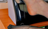 Nylon Feet Line 481961 Leonora Hot Secretary Teasing With Her Black Reinforced Toe Pantyhose In Her Office Nylon Feet Line
