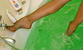 Nylon Feet Line 482058 Hannah Mischievous Redhead Chick Washing Her Delicious Nyloned Feet In Steamy Bath Nylon Feet Line
