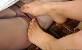 Nylon Feet Line 482110 Irene & Antoinette Freaky Gals Fervently Kissing Before Licking Nyloned Feet In Open Toe Shoes Nylon Feet Line
