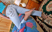 Nylon Feet Line 482135 Gertie Cutie Taking Off Denim And Demonstrating Her Sexy Feet Clad In Lacy Tights Nylon Feet Line
