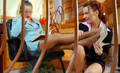 Nylon Feet Line 482521 Susanna & Marion Lesbian Chicks Pleasuring Their Feet In Silky Pantyhose Right On The Stairs Nylon Feet Line
