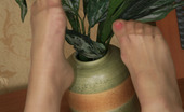 Nylon Feet Line 482587 Iva Curly Babe Giving A Glimpse Of Her Pedicured Feet In Slight Sheen Pantyhose Nylon Feet Line
