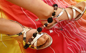 Nylon Feet Line 482613 Leyla Stunningly Beautiful Chick Showing Lovely Embellishment On Her Nyloned Feet Nylon Feet Line
