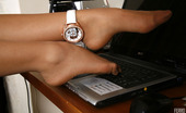 Nylon Feet Line 482703 Diana Stunning Babe Using Her Exclusive White Watch To Embellish Her Nyloned Feet Nylon Feet Line
