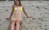 MY NN GF 483262 Nice Photo Collection Of A Slim Brunette Posing In Her Tiny Yellow Bikini MY NN GF
