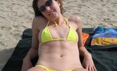 MY NN GF 483262 Nice Photo Collection Of A Slim Brunette Posing In Her Tiny Yellow Bikini MY NN GF
